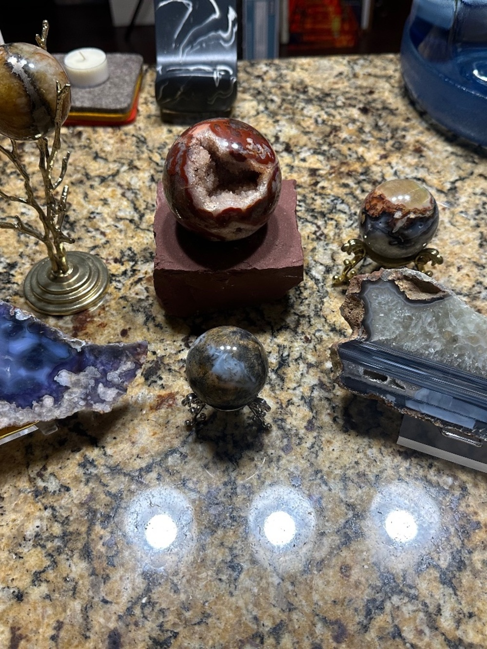 Collection of Crystals 🚨🚨Agate Slab, Pyrite Sphere, Tree Holder SOLD!!!🚨🚨🚨
